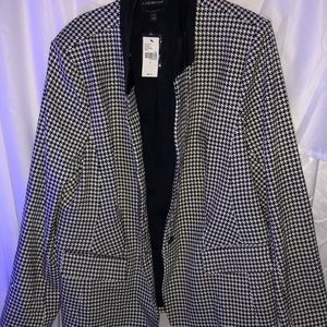 NWT Lane Bryant Houndstooth Blazer size 22 - Faux Leather Trim